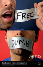 Free, Dumb. A “Get Out the Vote” poster by Grant Design Collaborative, AIGA Atlanta Chapter.