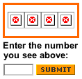 Screen shot of an inaccessible form from the Knowspam verification page.