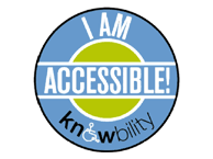 Graphic reads, “I am accessible! Knowbility.”